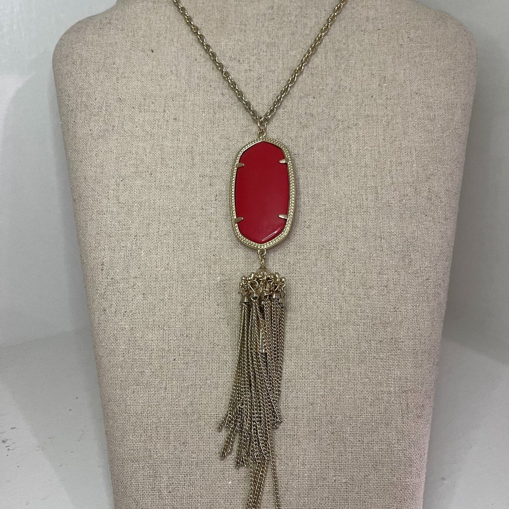 Kendra Scott Gold and Red Rayne Necklace